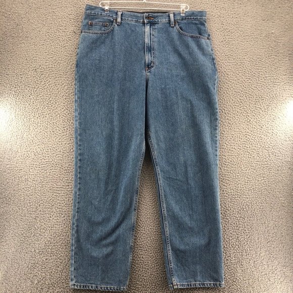 LL Bean Jeans Womens 18 Plus Blue Light Wash Denim Tapered Mom Regular Vintage - Picture 1 of 12